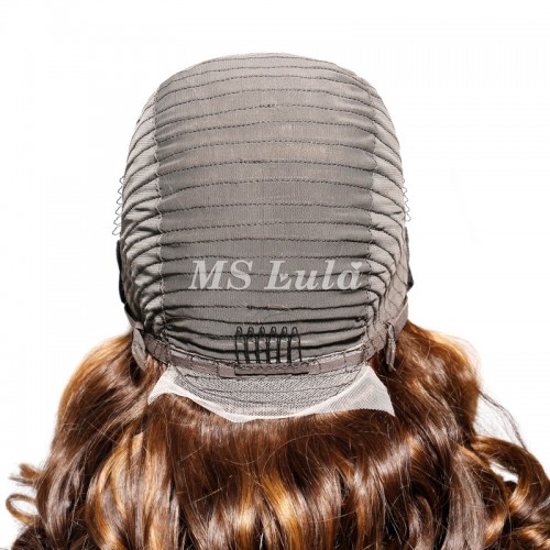 #4/30 Double Drawn Bouncy Curl 13x4 Transparent Lace Full Frontal 300% Density Wig | Human Hair Wig | Lace Front